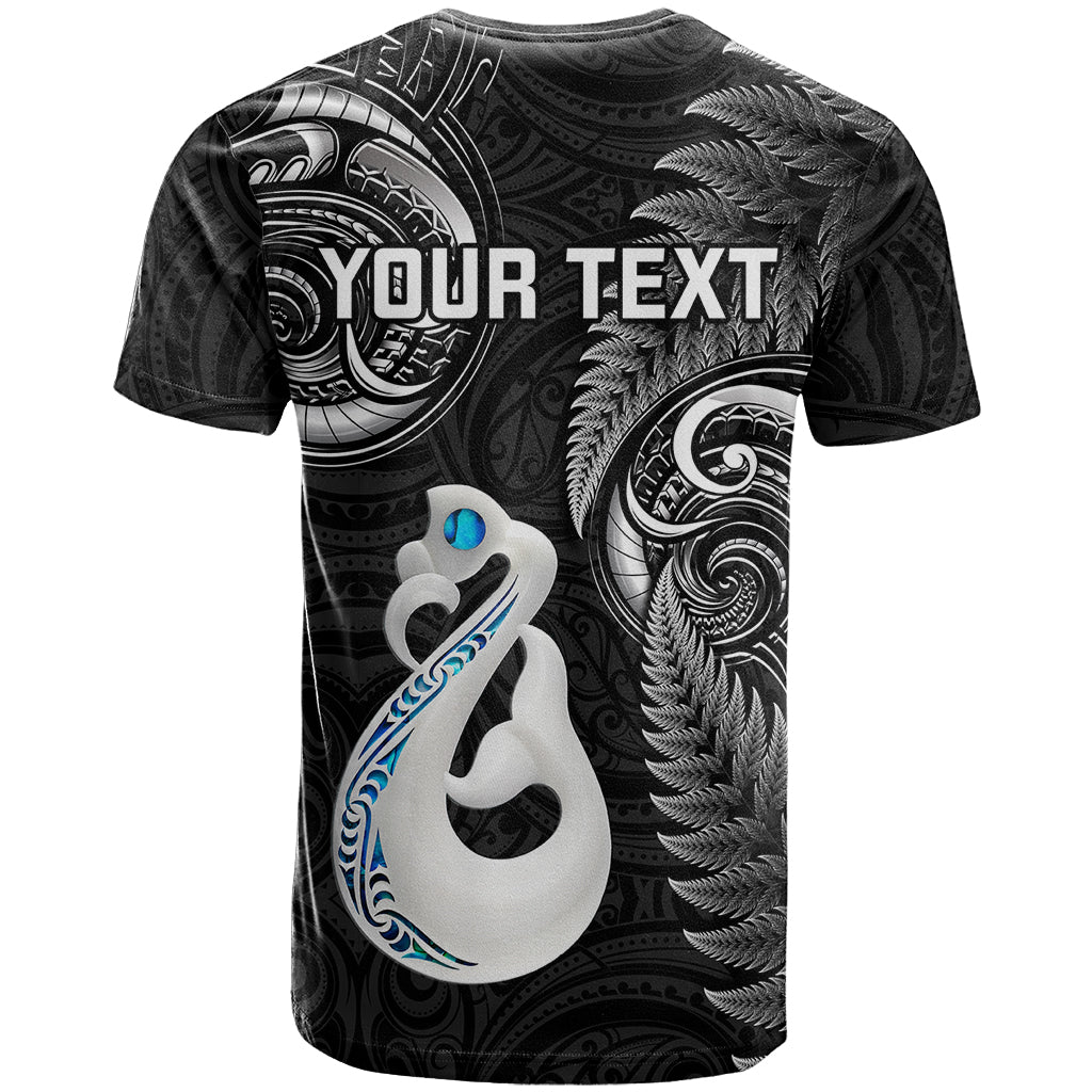 Personalised New Zealand T Shirt Aotearoa Silver Fern With Manaia Maori Unique Black - Vibe Hoodie Shop