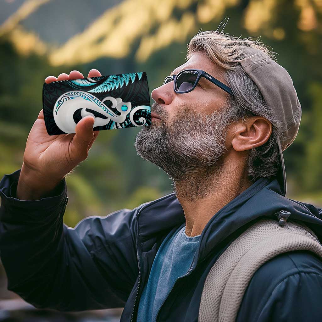 New Zealand 4 in 1 Can Cooler Tumbler Aotearoa Silver Fern With Manaia Maori Unique Turquoise