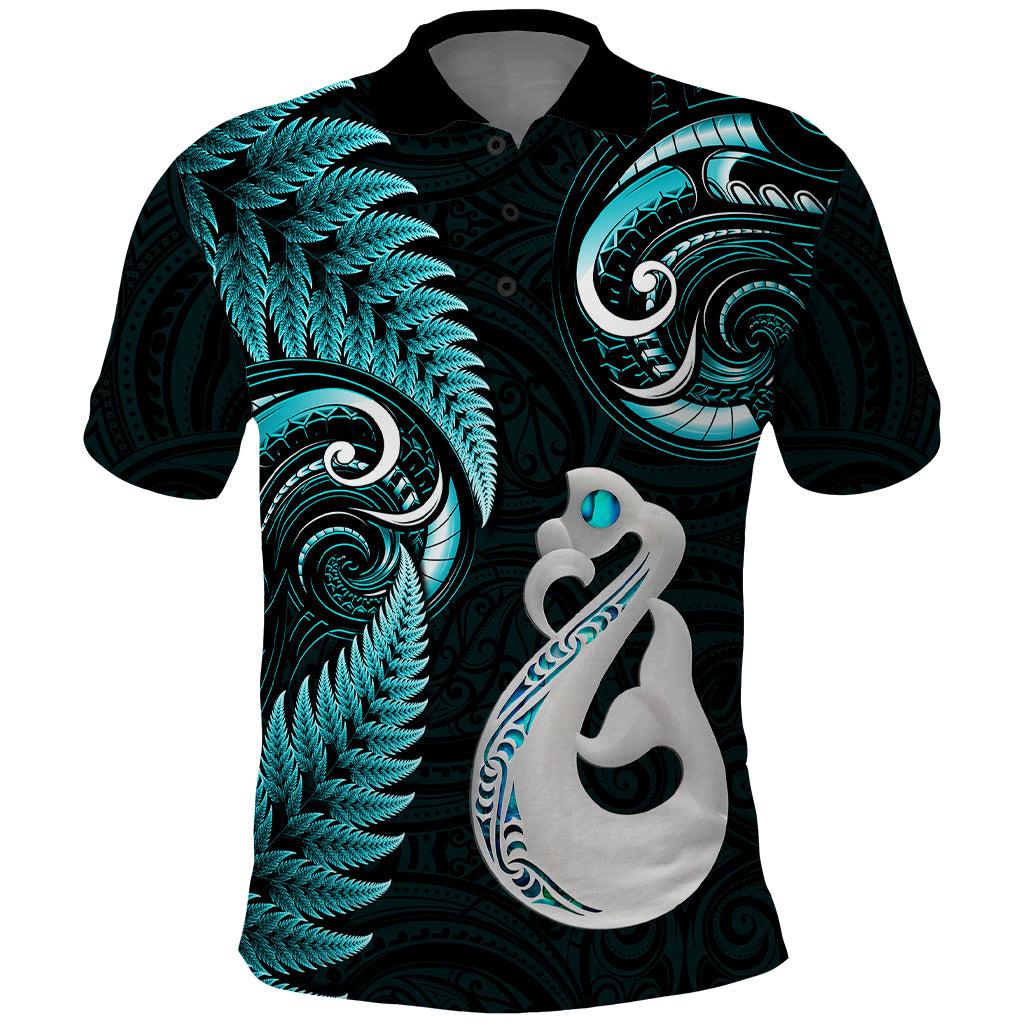 Personalised New Zealand Polo Shirt Aotearoa Silver Fern With Manaia Maori Unique Turquoise - Vibe Hoodie Shop