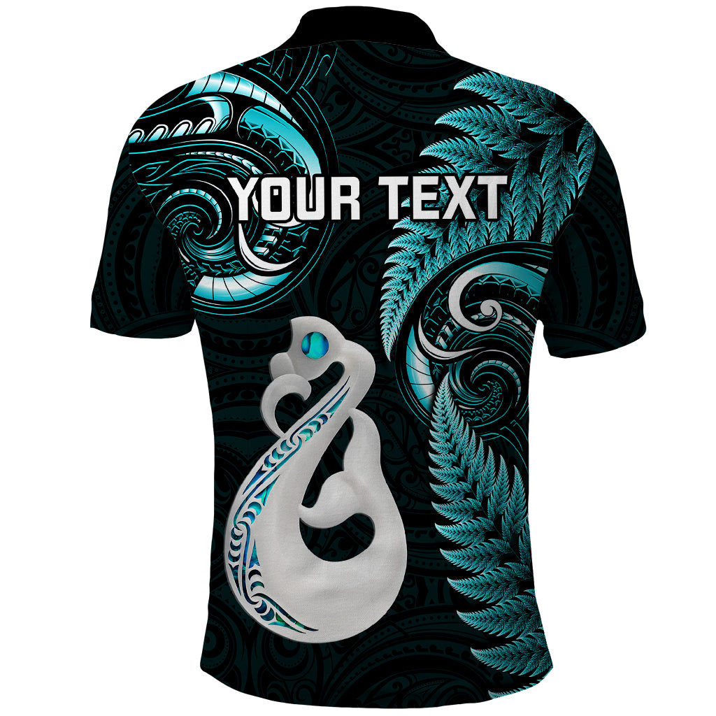 Personalised New Zealand Polo Shirt Aotearoa Silver Fern With Manaia Maori Unique Turquoise - Vibe Hoodie Shop