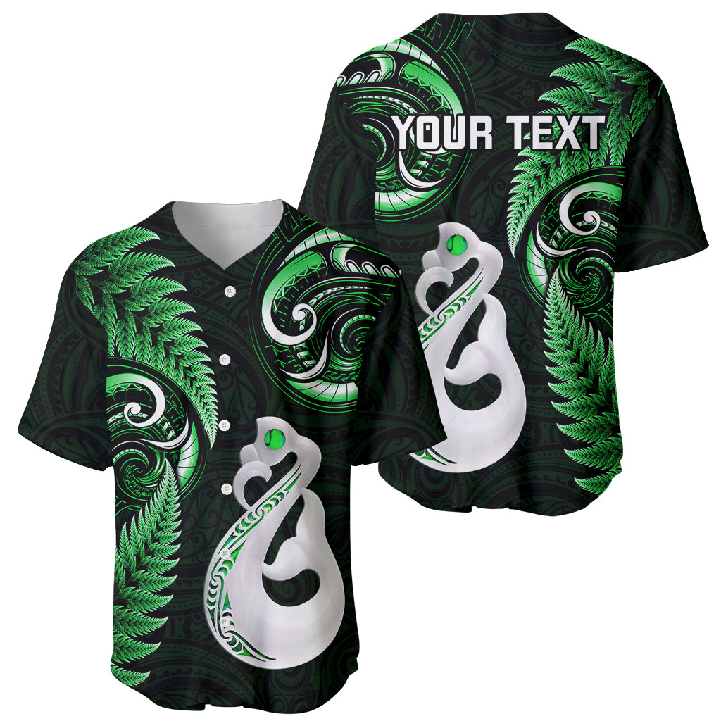 Personalised New Zealand Baseball Jersey Aotearoa Silver Fern With Manaia Maori Unique Green - Vibe Hoodie Shop