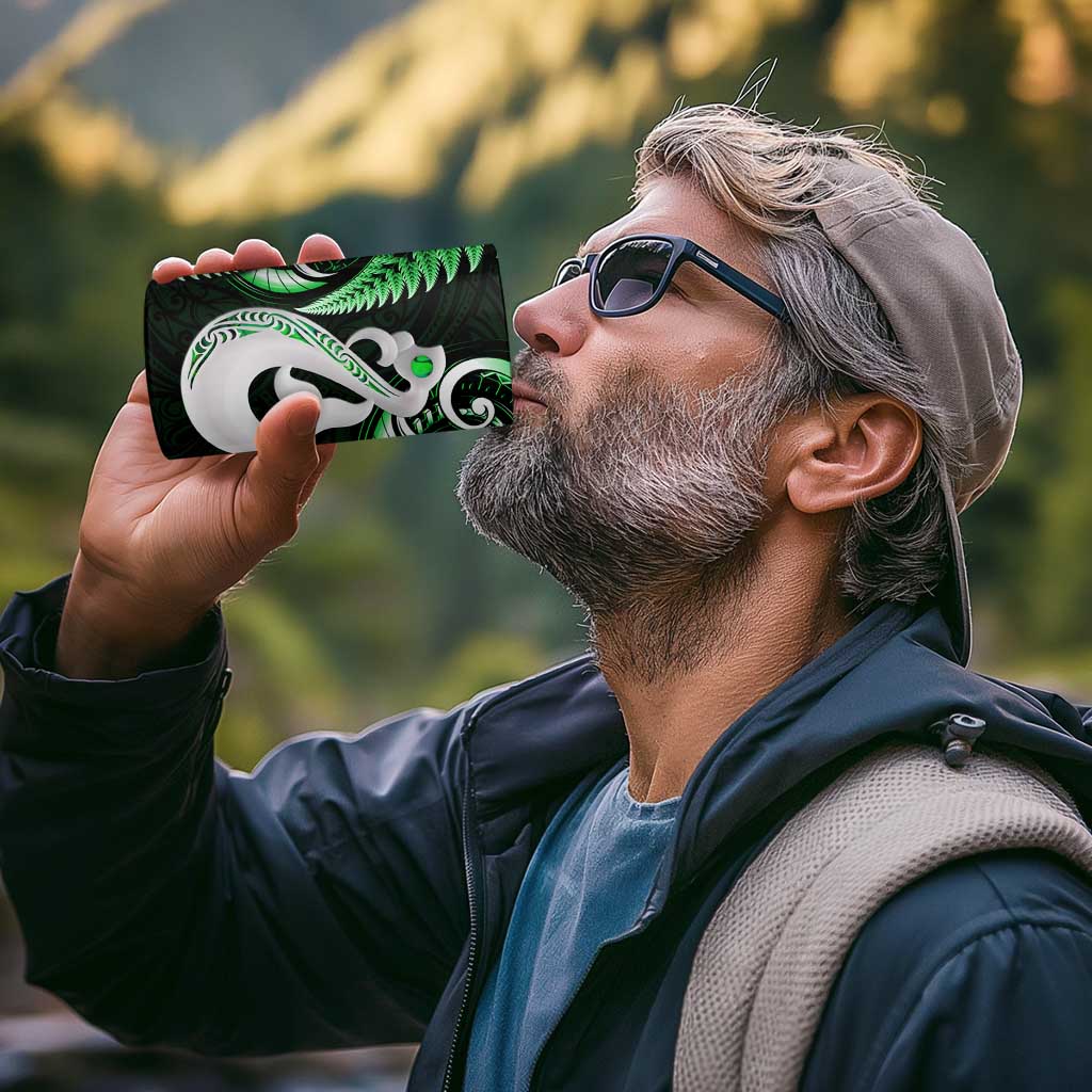 New Zealand 4 in 1 Can Cooler Tumbler Aotearoa Silver Fern With Manaia Maori Unique Green