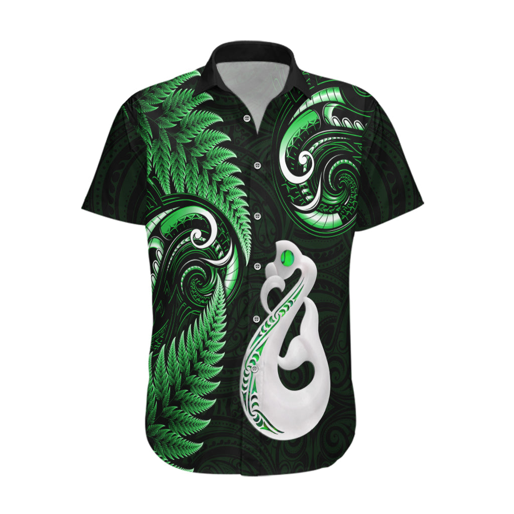 Personalised New Zealand Hawaiian Shirt Aotearoa Silver Fern With Manaia Maori Unique Green - Vibe Hoodie Shop