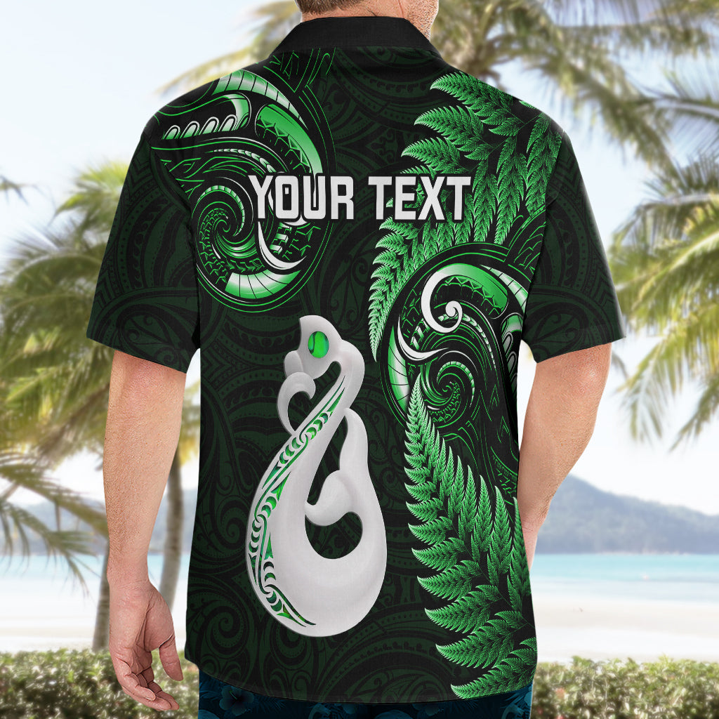 Personalised New Zealand Hawaiian Shirt Aotearoa Silver Fern With Manaia Maori Unique Green - Vibe Hoodie Shop