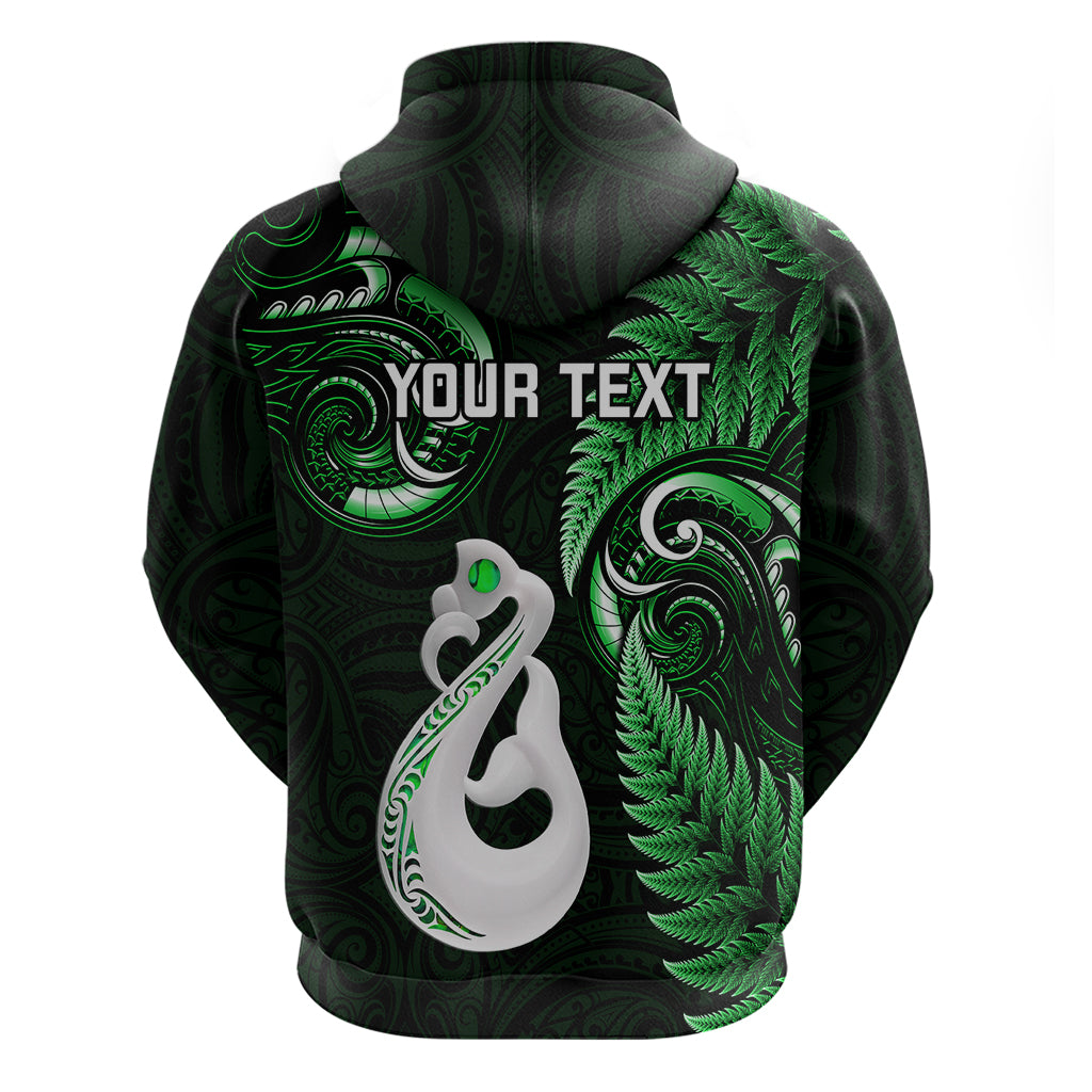 Personalised New Zealand Hoodie Aotearoa Silver Fern With Manaia Maori Unique Green - Vibe Hoodie Shop