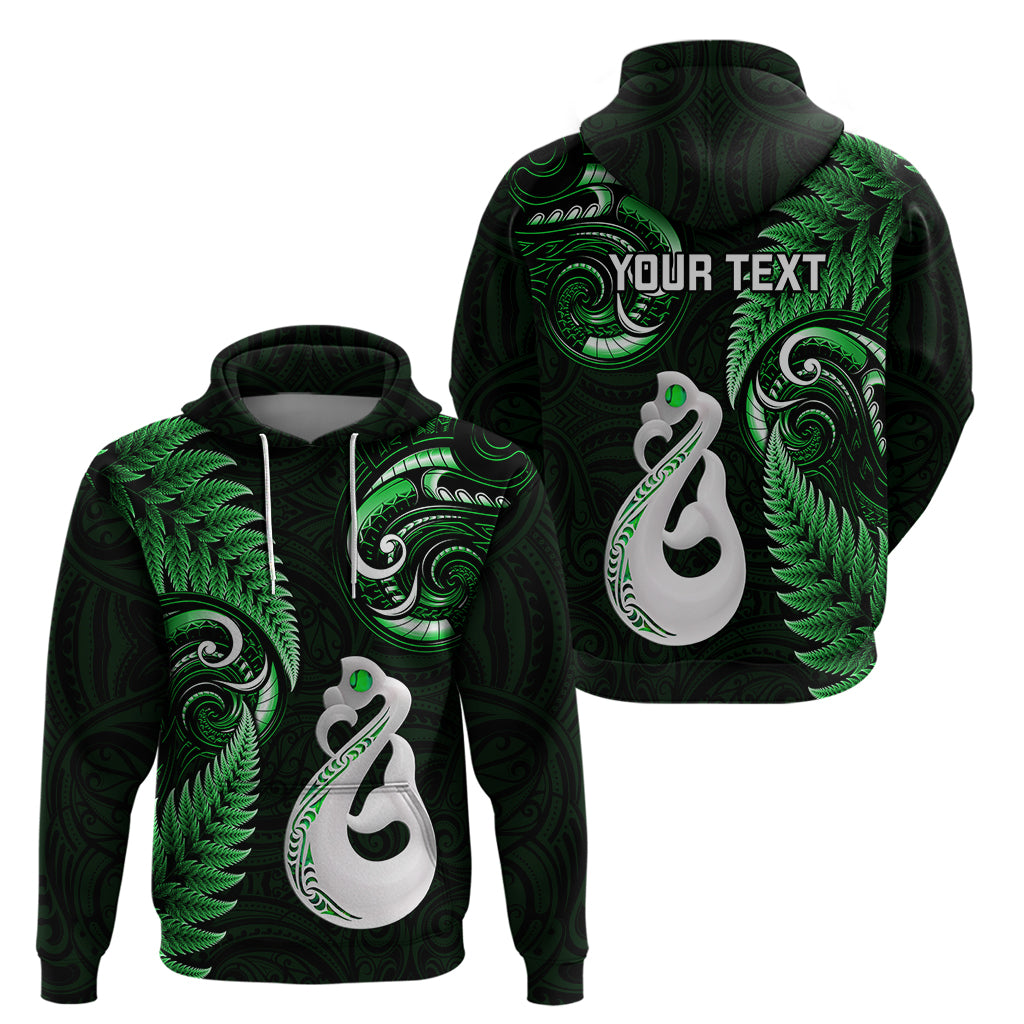 Personalised New Zealand Hoodie Aotearoa Silver Fern With Manaia Maori Unique Green - Vibe Hoodie Shop