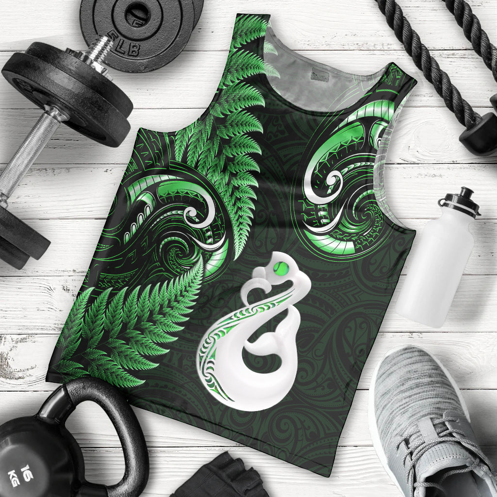 Personalised New Zealand Men Tank Top Aotearoa Silver Fern With Manaia Maori Unique Green - Vibe Hoodie Shop