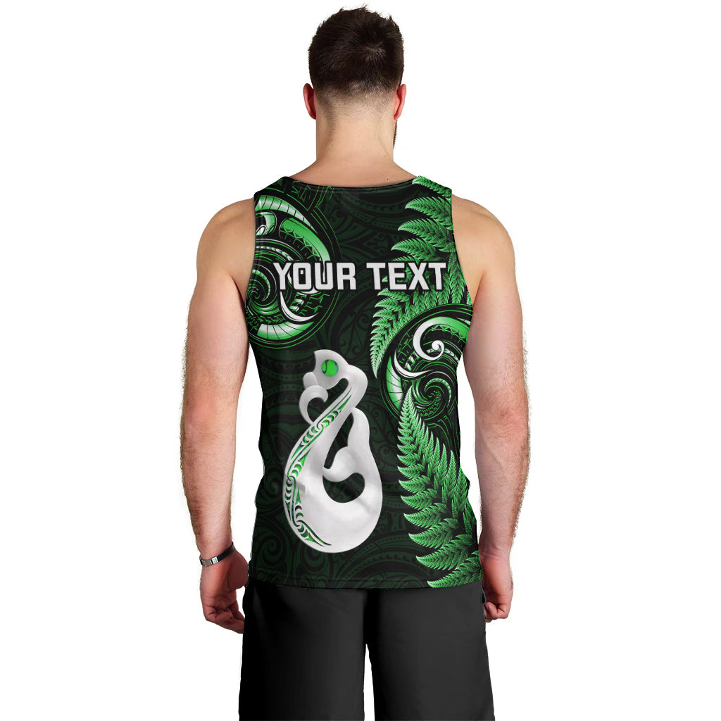 Personalised New Zealand Men Tank Top Aotearoa Silver Fern With Manaia Maori Unique Green - Vibe Hoodie Shop