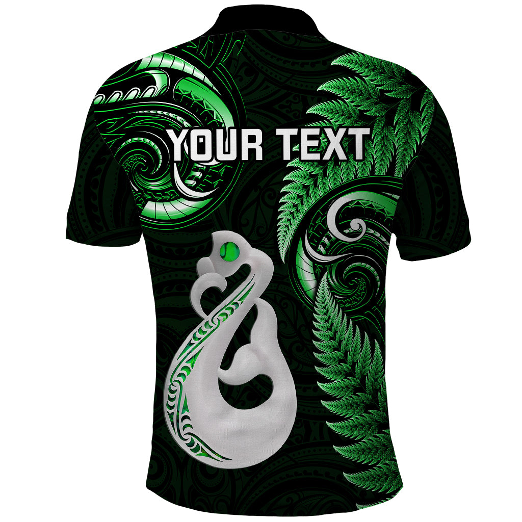 Personalised New Zealand Polo Shirt Aotearoa Silver Fern With Manaia Maori Unique Green - Vibe Hoodie Shop