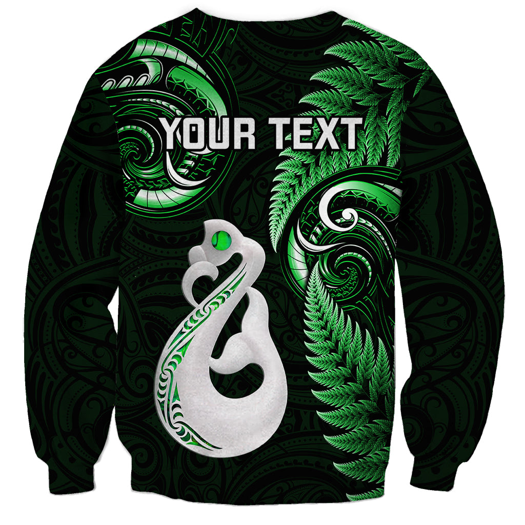 Personalised New Zealand Sweatshirt Aotearoa Silver Fern With Manaia Maori Unique Green - Vibe Hoodie Shop