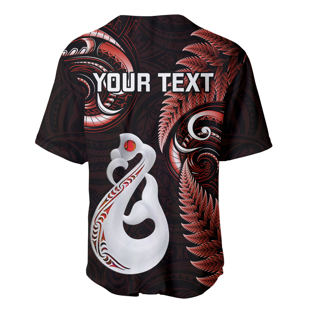 Personalised New Zealand Baseball Jersey Aotearoa Silver Fern With Manaia Maori Unique Red - Vibe Hoodie Shop