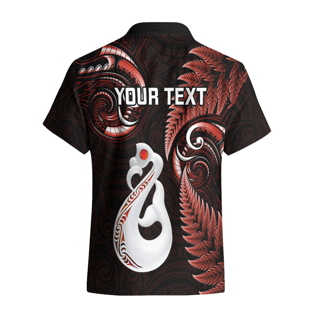 Personalised New Zealand Hawaiian Shirt Aotearoa Silver Fern With Manaia Maori Unique Red - Vibe Hoodie Shop