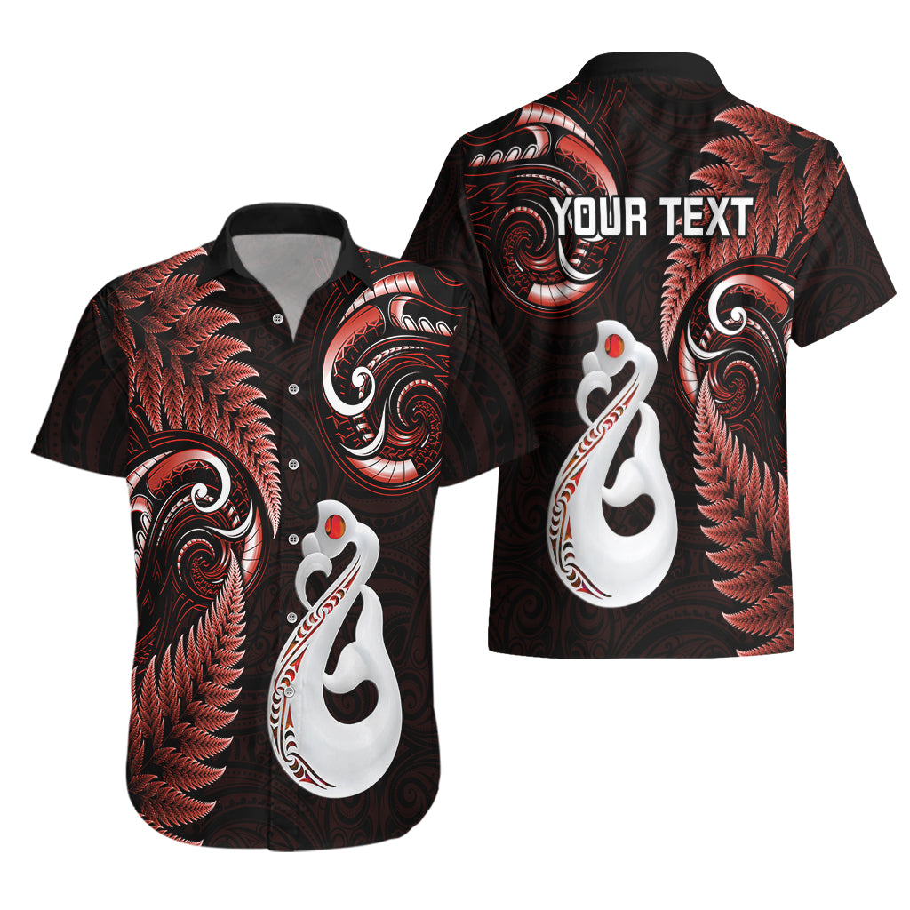 Personalised New Zealand Hawaiian Shirt Aotearoa Silver Fern With Manaia Maori Unique Red - Vibe Hoodie Shop