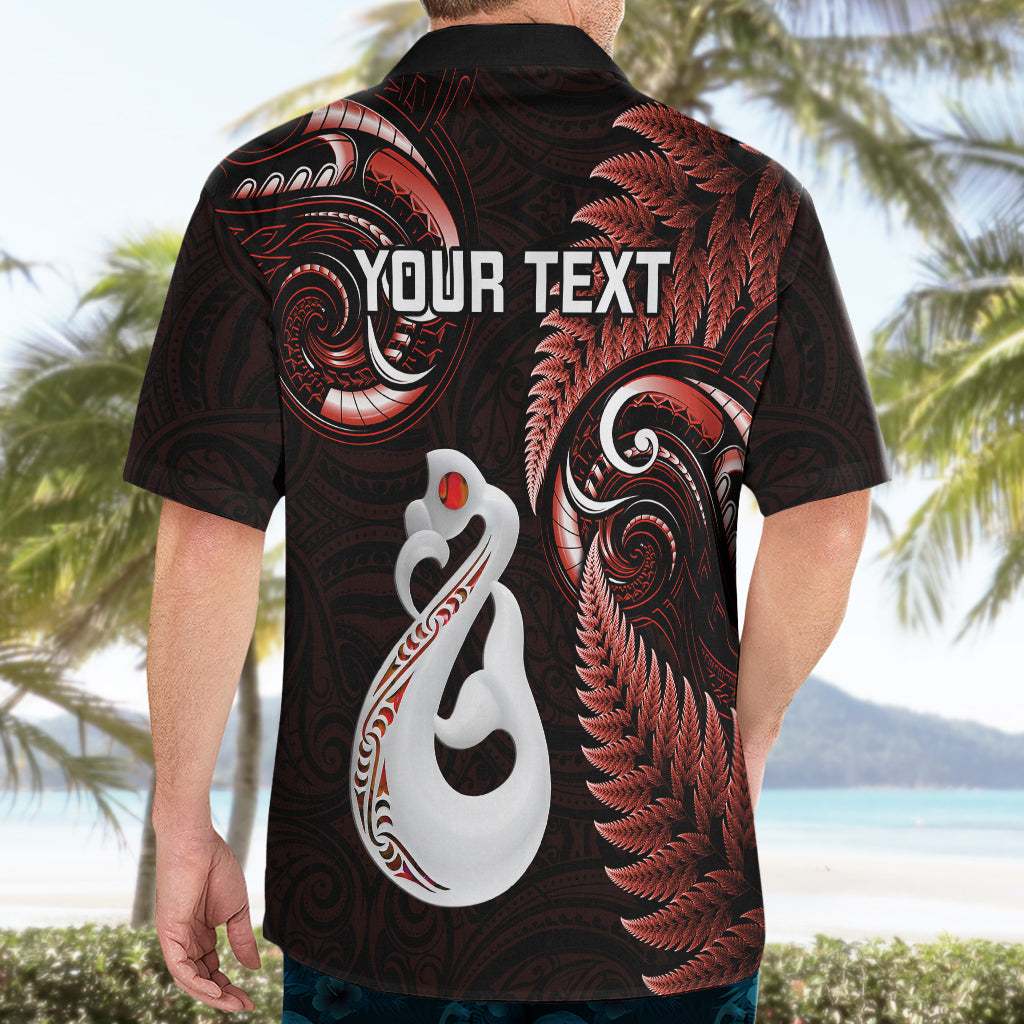 Personalised New Zealand Hawaiian Shirt Aotearoa Silver Fern With Manaia Maori Unique Red - Vibe Hoodie Shop