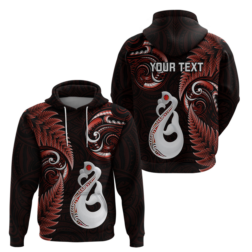 Personalised New Zealand Hoodie Aotearoa Silver Fern With Manaia Maori Unique Red - Vibe Hoodie Shop