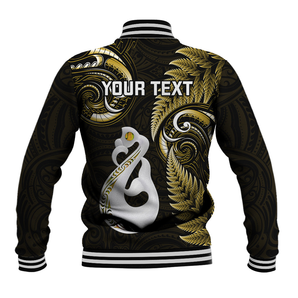 Personalised New Zealand Baseball Jacket Aotearoa Silver Fern With Manaia Maori Unique Gold - Vibe Hoodie Shop