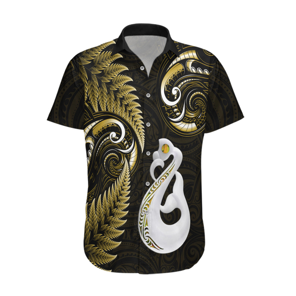 Personalised New Zealand Hawaiian Shirt Aotearoa Silver Fern With Manaia Maori Unique Gold - Vibe Hoodie Shop