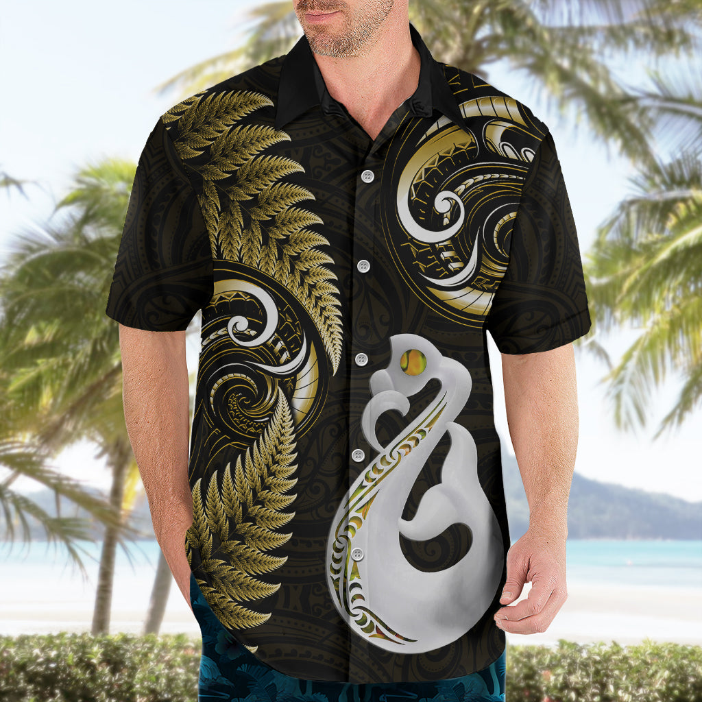 Personalised New Zealand Hawaiian Shirt Aotearoa Silver Fern With Manaia Maori Unique Gold - Vibe Hoodie Shop