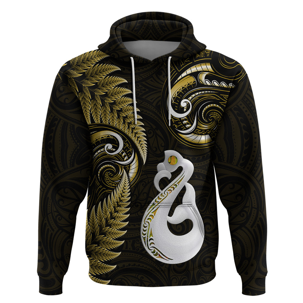 Personalised New Zealand Hoodie Aotearoa Silver Fern With Manaia Maori Unique Gold - Vibe Hoodie Shop