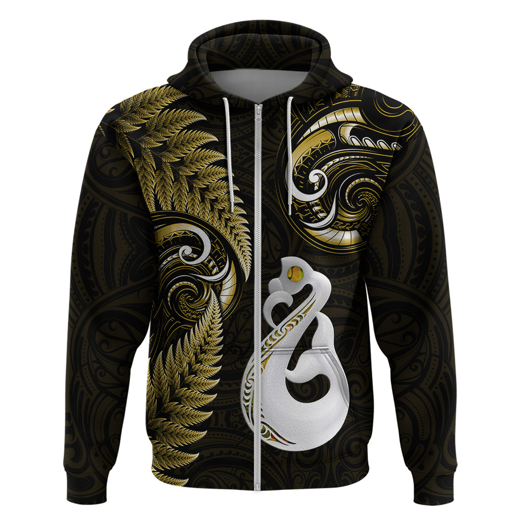 Personalised New Zealand Hoodie Aotearoa Silver Fern With Manaia Maori Unique Gold - Vibe Hoodie Shop