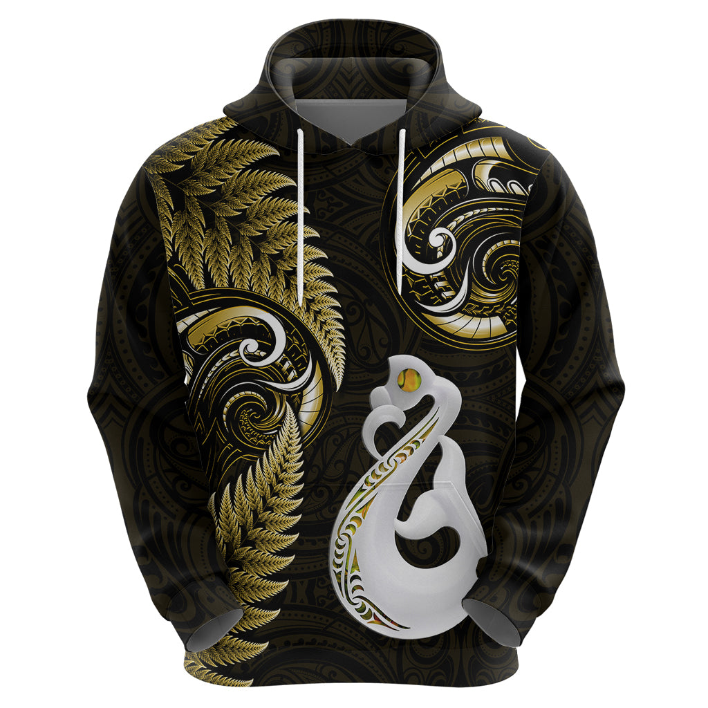 Personalised New Zealand Hoodie Aotearoa Silver Fern With Manaia Maori Unique Gold - Vibe Hoodie Shop