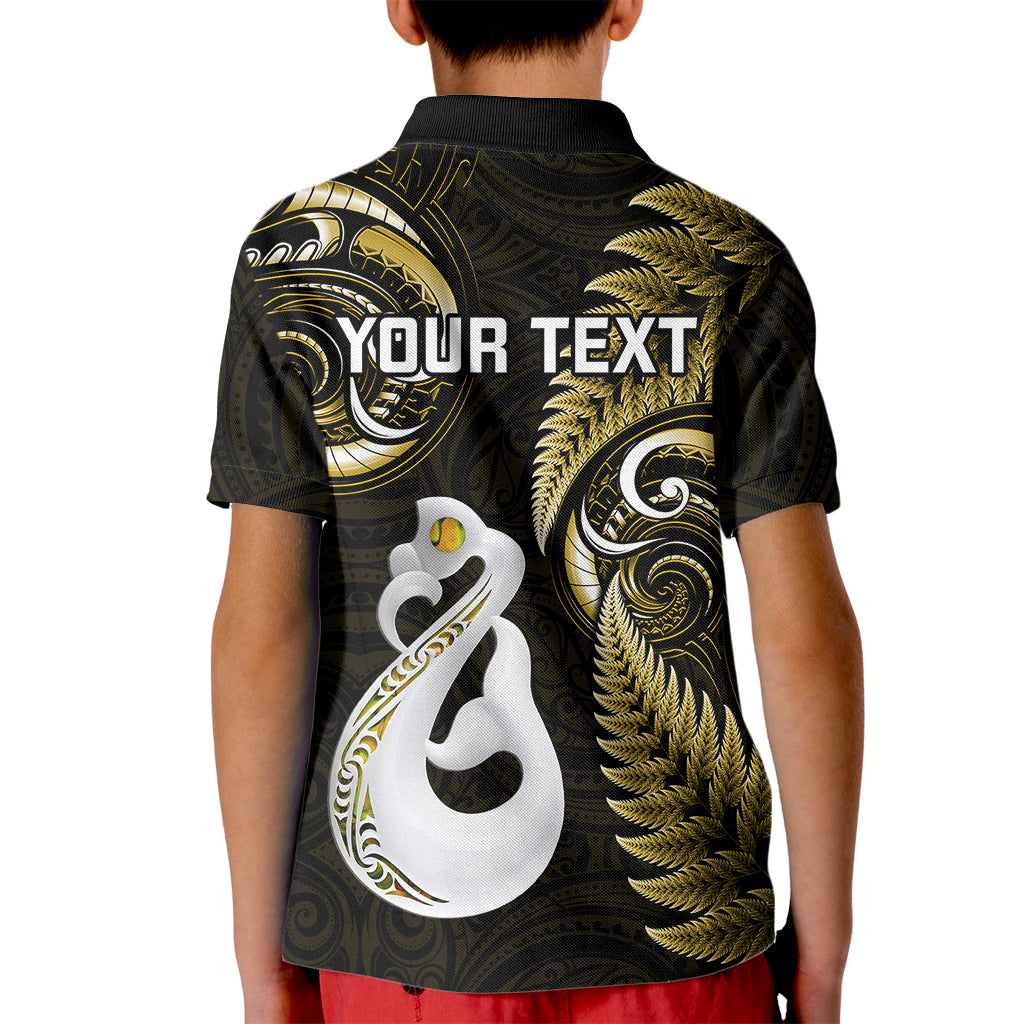 Personalised New Zealand Kid Polo Shirt Aotearoa Silver Fern With Manaia Maori Unique Gold - Vibe Hoodie Shop