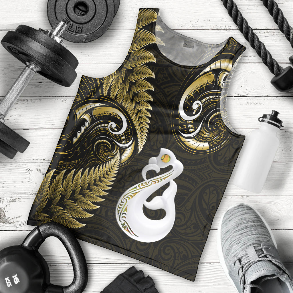 Personalised New Zealand Men Tank Top Aotearoa Silver Fern With Manaia Maori Unique Gold - Vibe Hoodie Shop