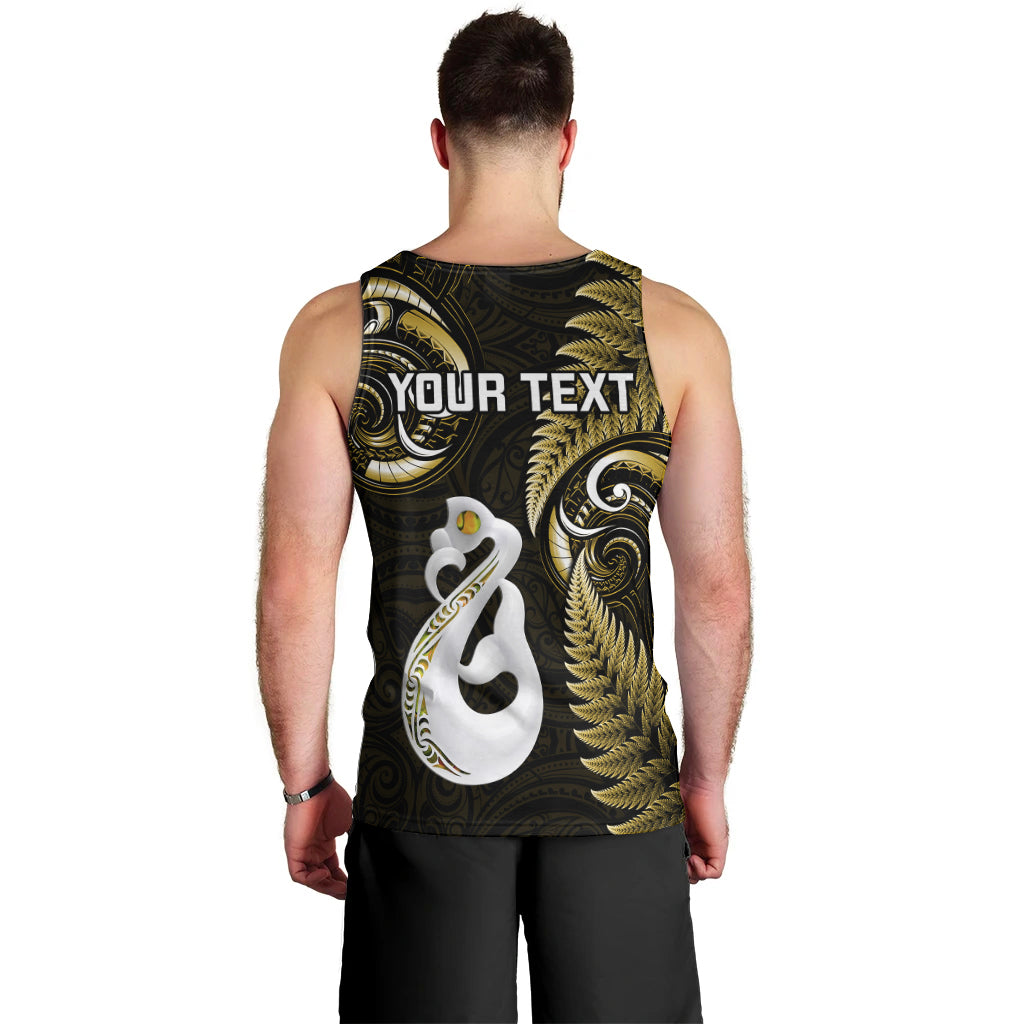 Personalised New Zealand Men Tank Top Aotearoa Silver Fern With Manaia Maori Unique Gold - Vibe Hoodie Shop