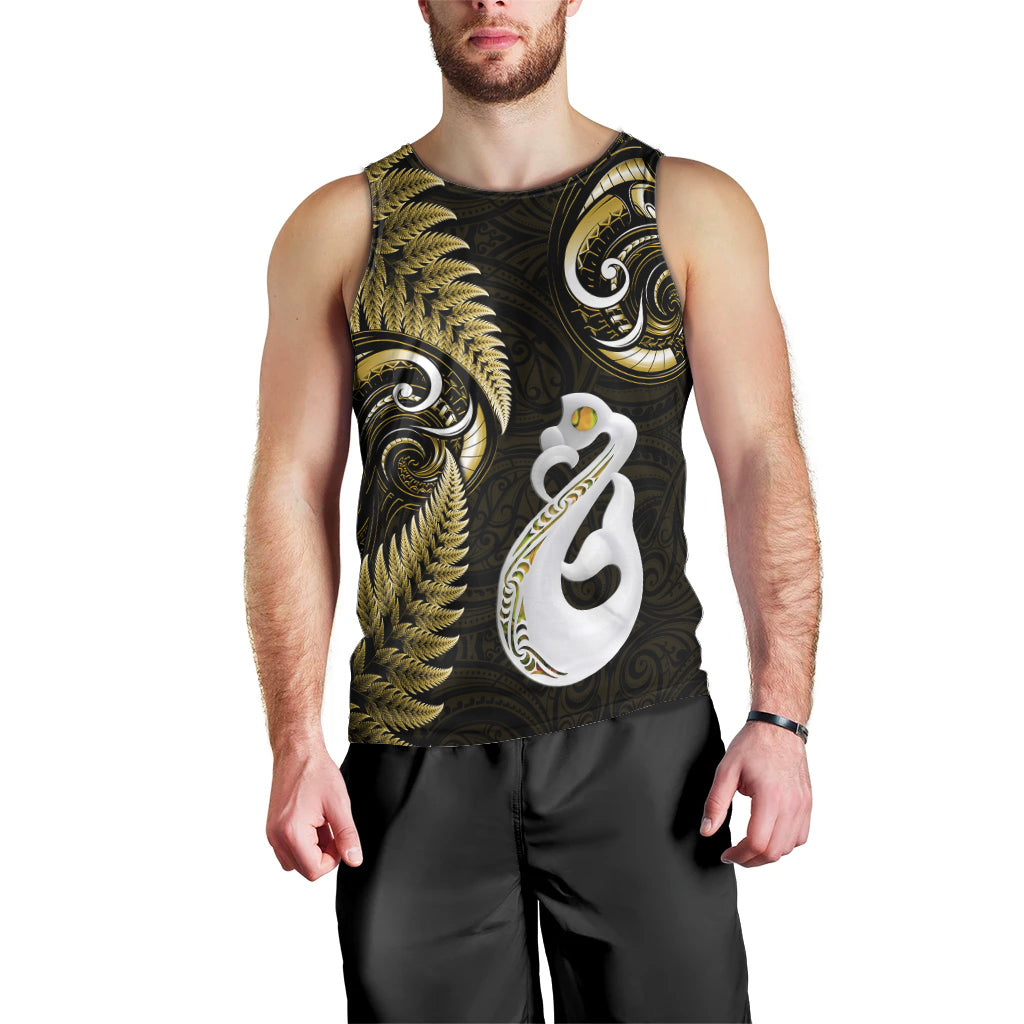 Personalised New Zealand Men Tank Top Aotearoa Silver Fern With Manaia Maori Unique Gold - Vibe Hoodie Shop