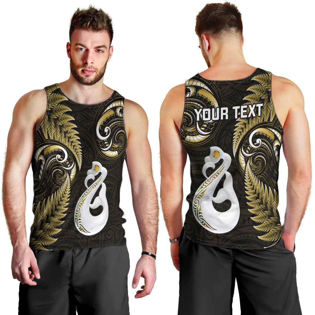 Personalised New Zealand Men Tank Top Aotearoa Silver Fern With Manaia Maori Unique Gold - Vibe Hoodie Shop