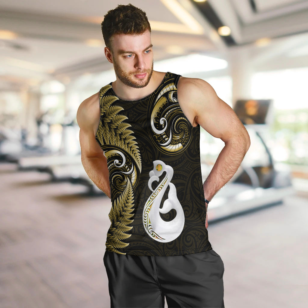 Personalised New Zealand Men Tank Top Aotearoa Silver Fern With Manaia Maori Unique Gold - Vibe Hoodie Shop