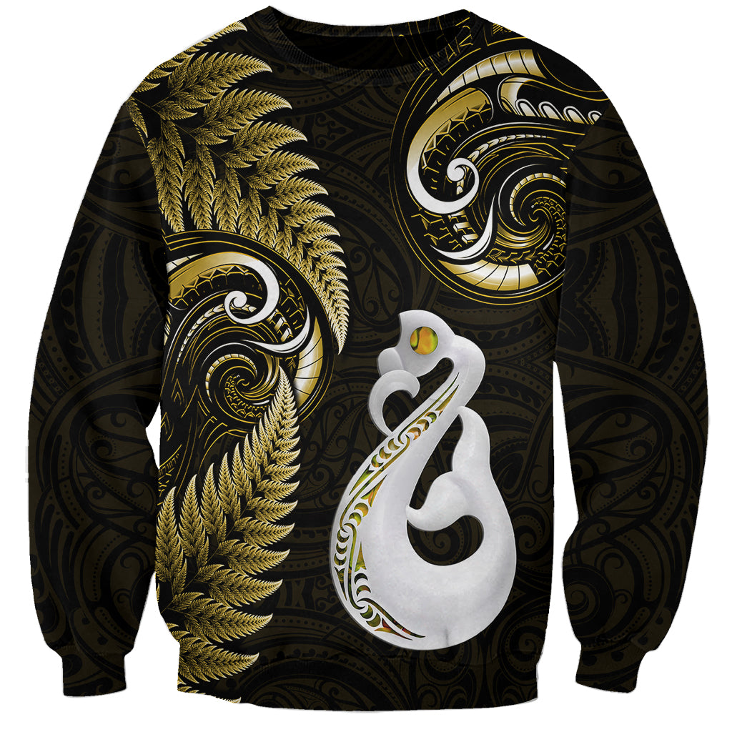 Personalised New Zealand Sweatshirt Aotearoa Silver Fern With Manaia Maori Unique Gold - Vibe Hoodie Shop