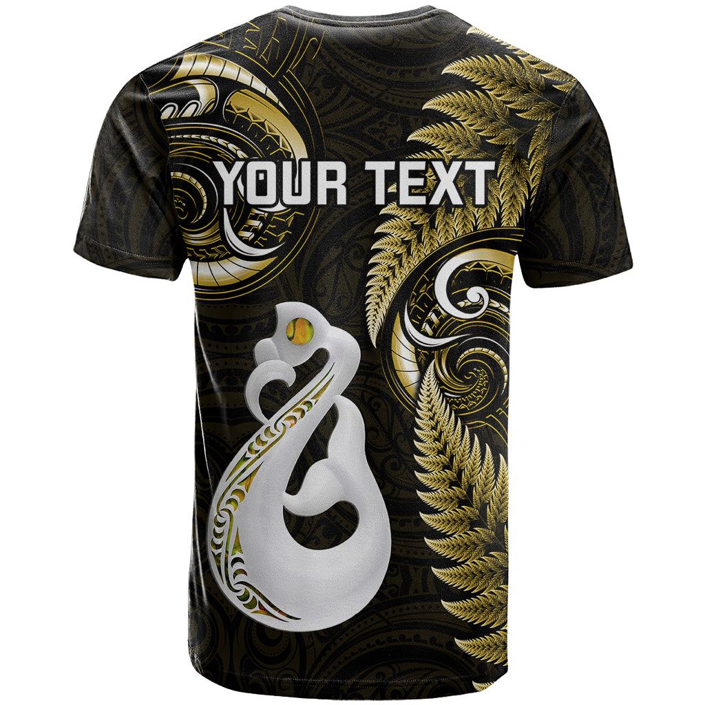 Personalised New Zealand T Shirt Aotearoa Silver Fern With Manaia Maori Unique Gold - Vibe Hoodie Shop