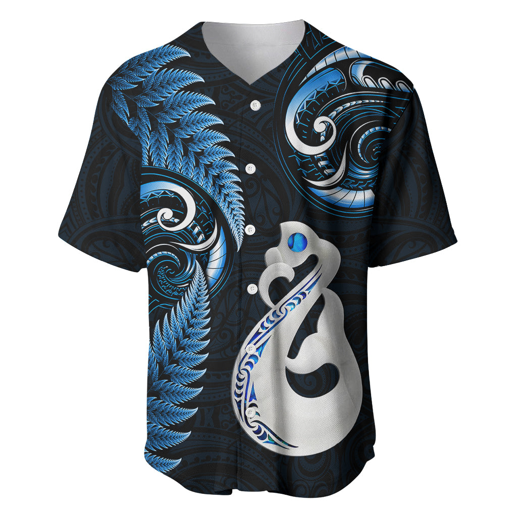 Personalised New Zealand Baseball Jersey Aotearoa Silver Fern With Manaia Maori Unique Blue - Vibe Hoodie Shop