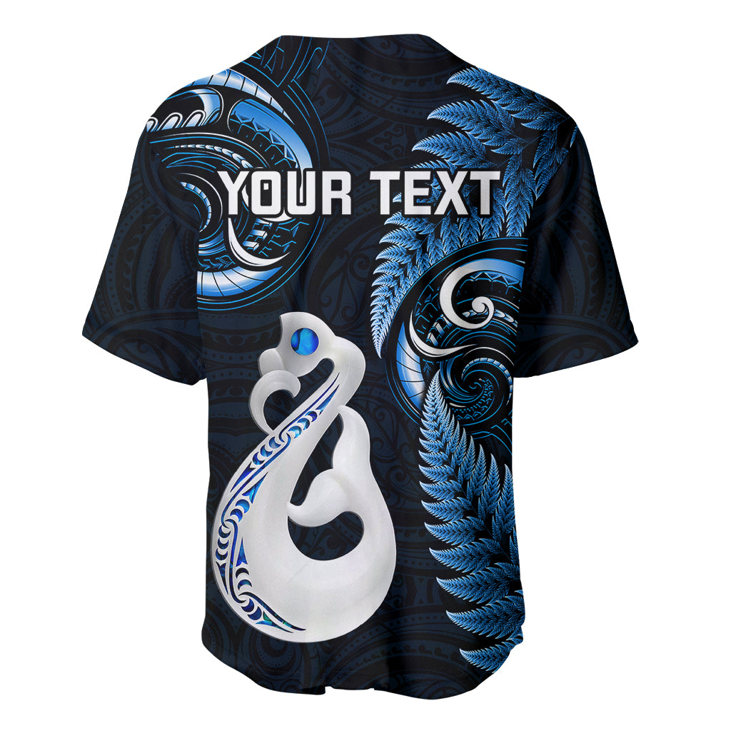 Personalised New Zealand Baseball Jersey Aotearoa Silver Fern With Manaia Maori Unique Blue - Vibe Hoodie Shop