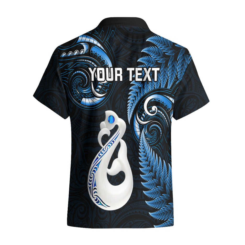 Personalised New Zealand Hawaiian Shirt Aotearoa Silver Fern With Manaia Maori Unique Blue - Vibe Hoodie Shop