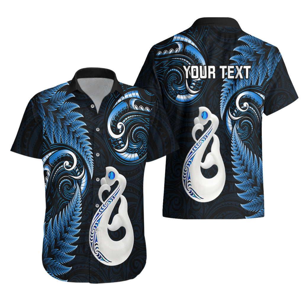 Personalised New Zealand Hawaiian Shirt Aotearoa Silver Fern With Manaia Maori Unique Blue - Vibe Hoodie Shop