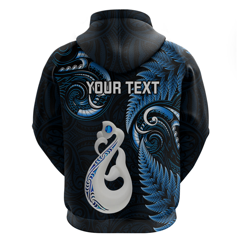 Personalised New Zealand Hoodie Aotearoa Silver Fern With Manaia Maori Unique Blue - Vibe Hoodie Shop