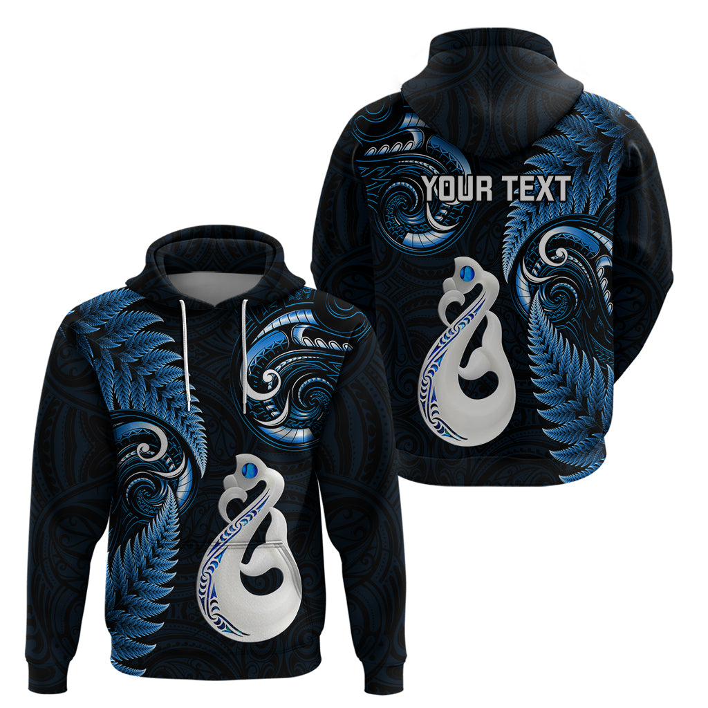 Personalised New Zealand Hoodie Aotearoa Silver Fern With Manaia Maori Unique Blue - Vibe Hoodie Shop