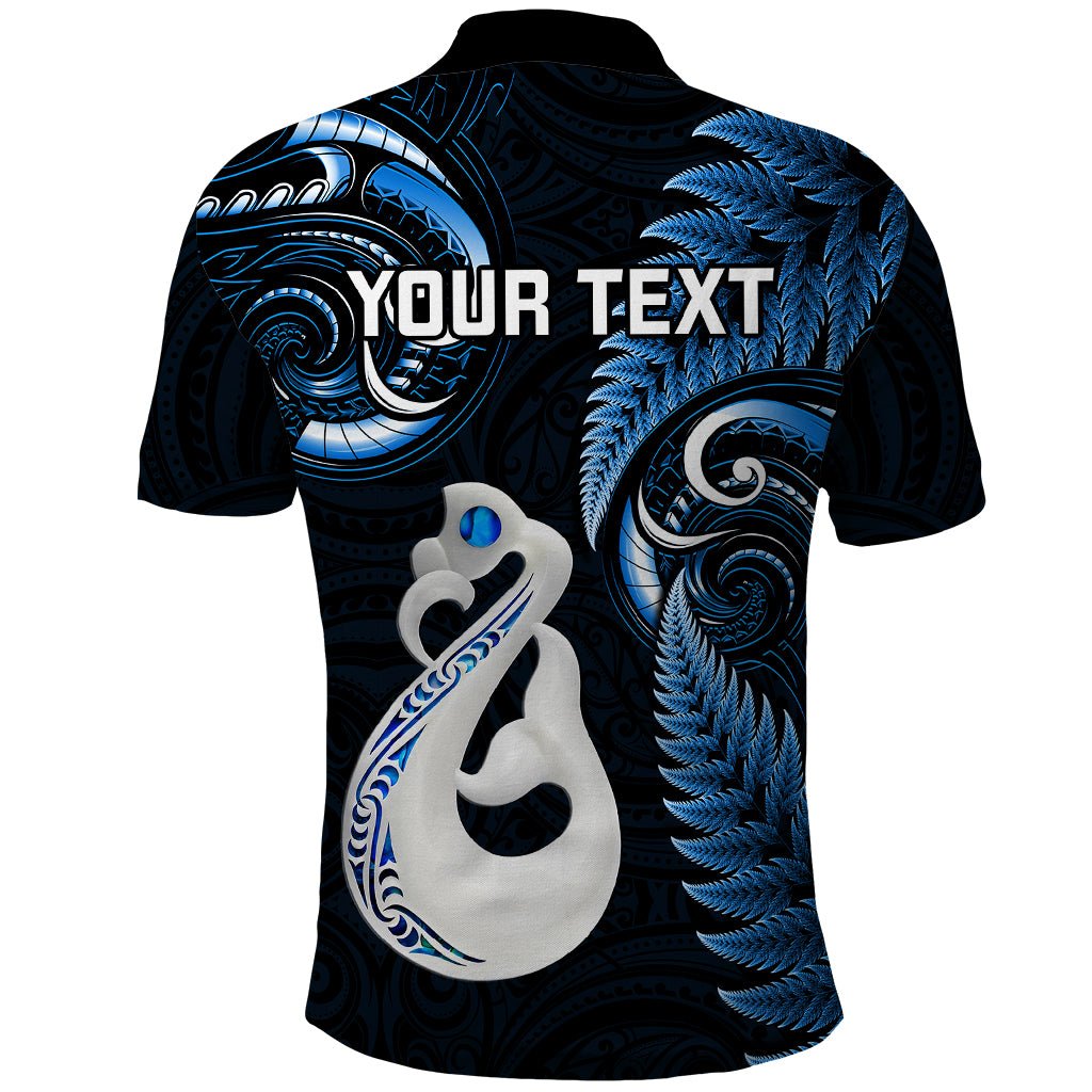 Personalised New Zealand Polo Shirt Aotearoa Silver Fern With Manaia Maori Unique Blue - Vibe Hoodie Shop