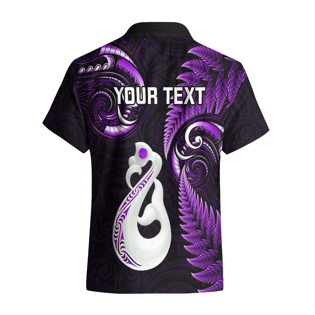 Personalised New Zealand Hawaiian Shirt Aotearoa Silver Fern With Manaia Maori Unique Purple - Vibe Hoodie Shop