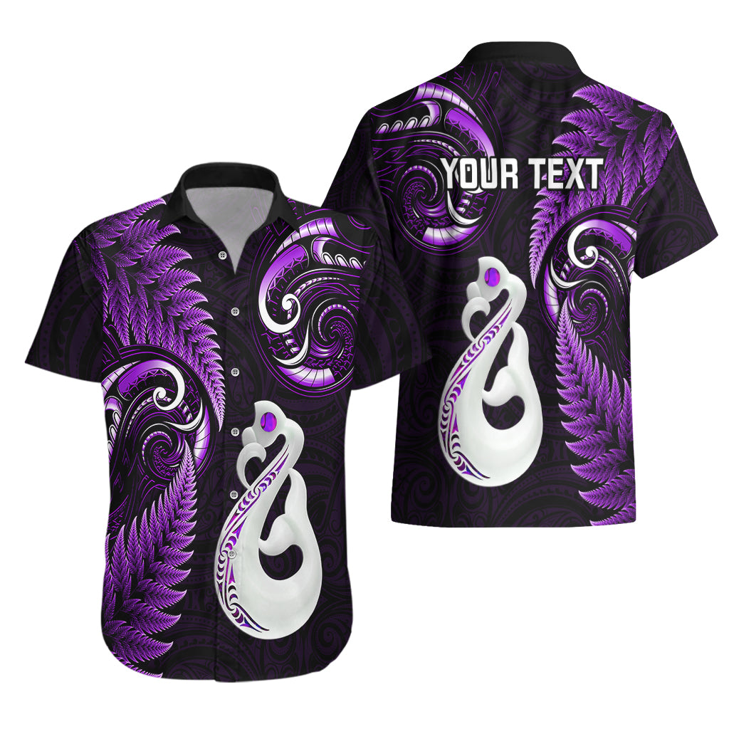 Personalised New Zealand Hawaiian Shirt Aotearoa Silver Fern With Manaia Maori Unique Purple - Vibe Hoodie Shop