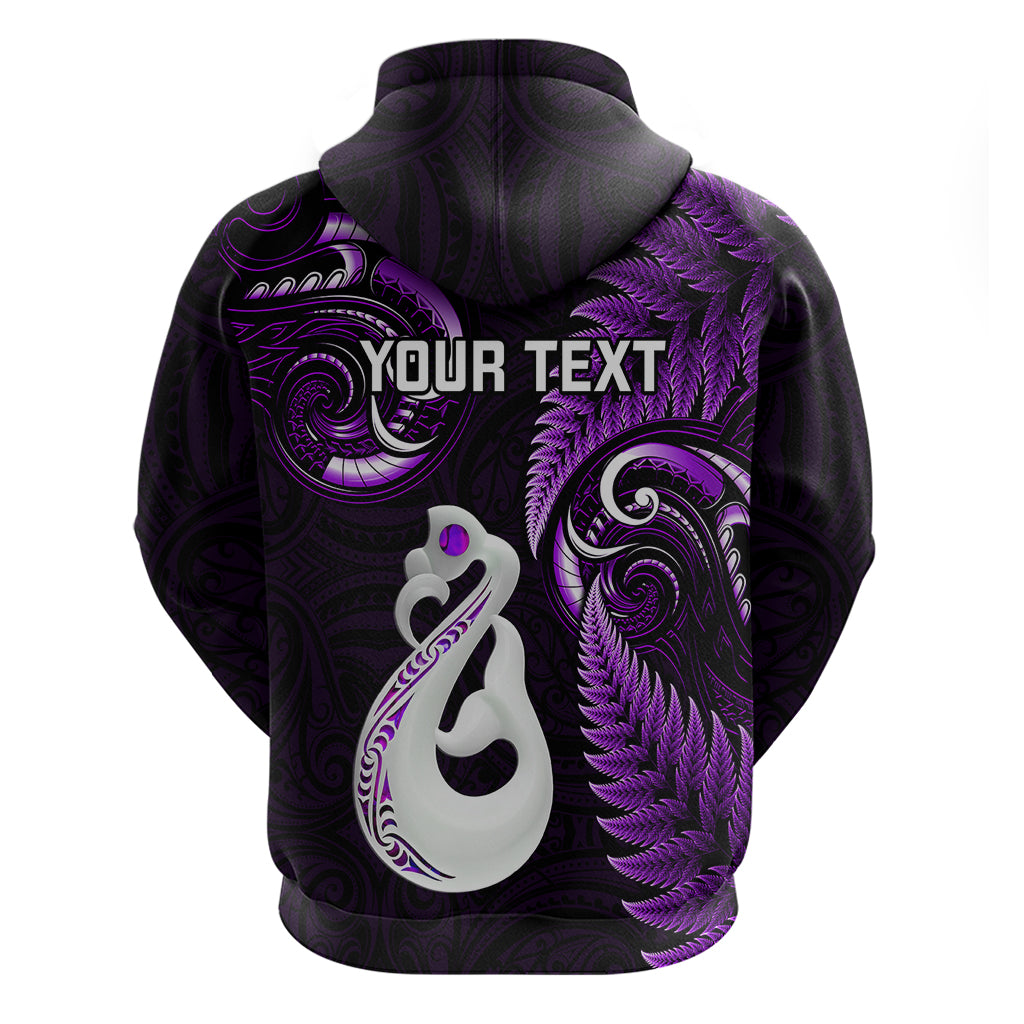 Personalised New Zealand Hoodie Aotearoa Silver Fern With Manaia Maori Unique Purple - Vibe Hoodie Shop