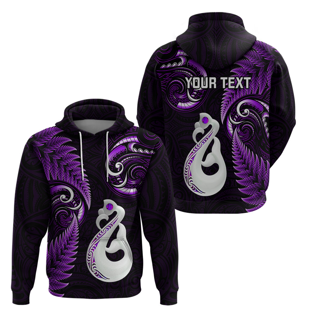 Personalised New Zealand Hoodie Aotearoa Silver Fern With Manaia Maori Unique Purple - Vibe Hoodie Shop