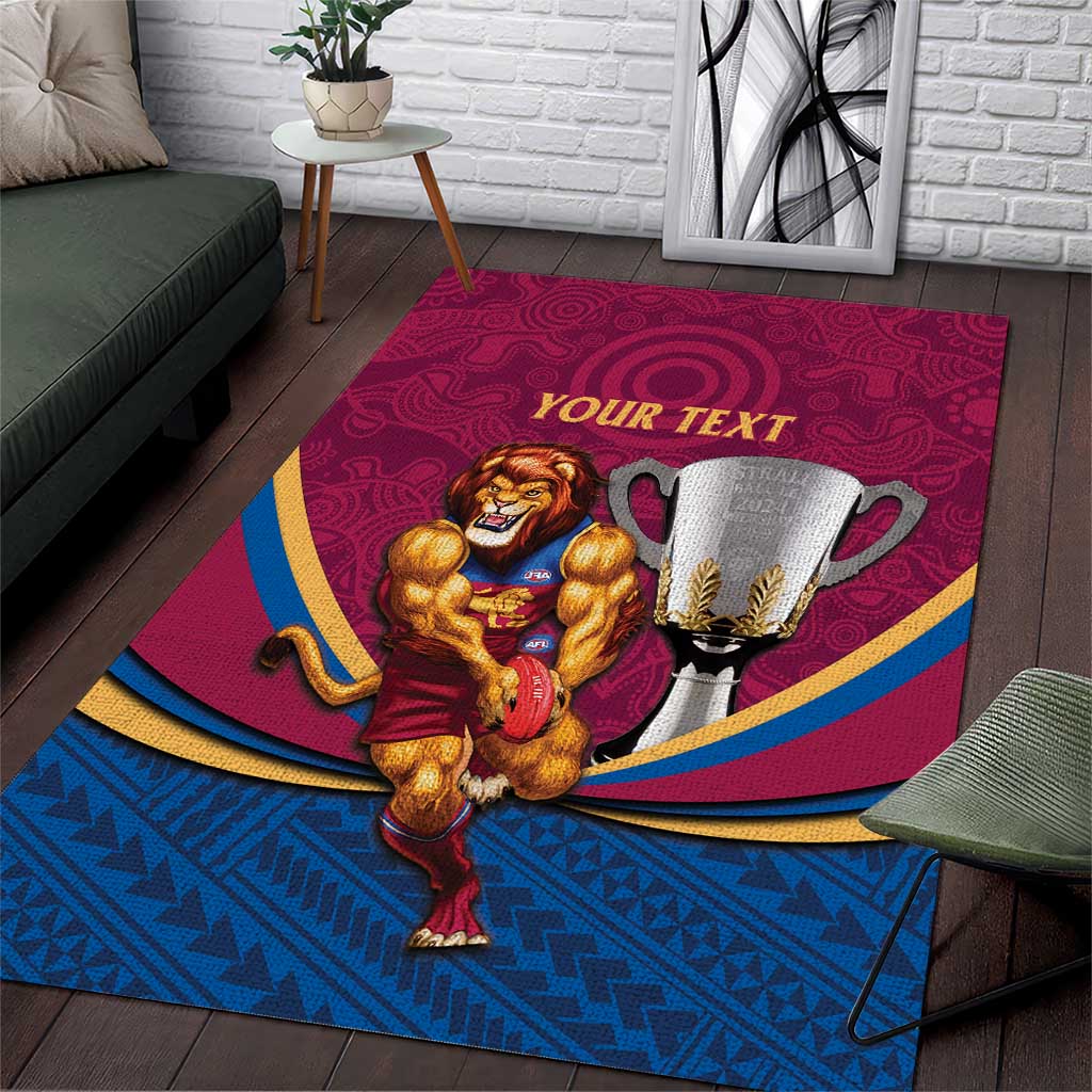 Personalised AFL Brisbane Lions Area Rug 2024 We Are The Champions - Trophy Style - Vibe Hoodie Shop