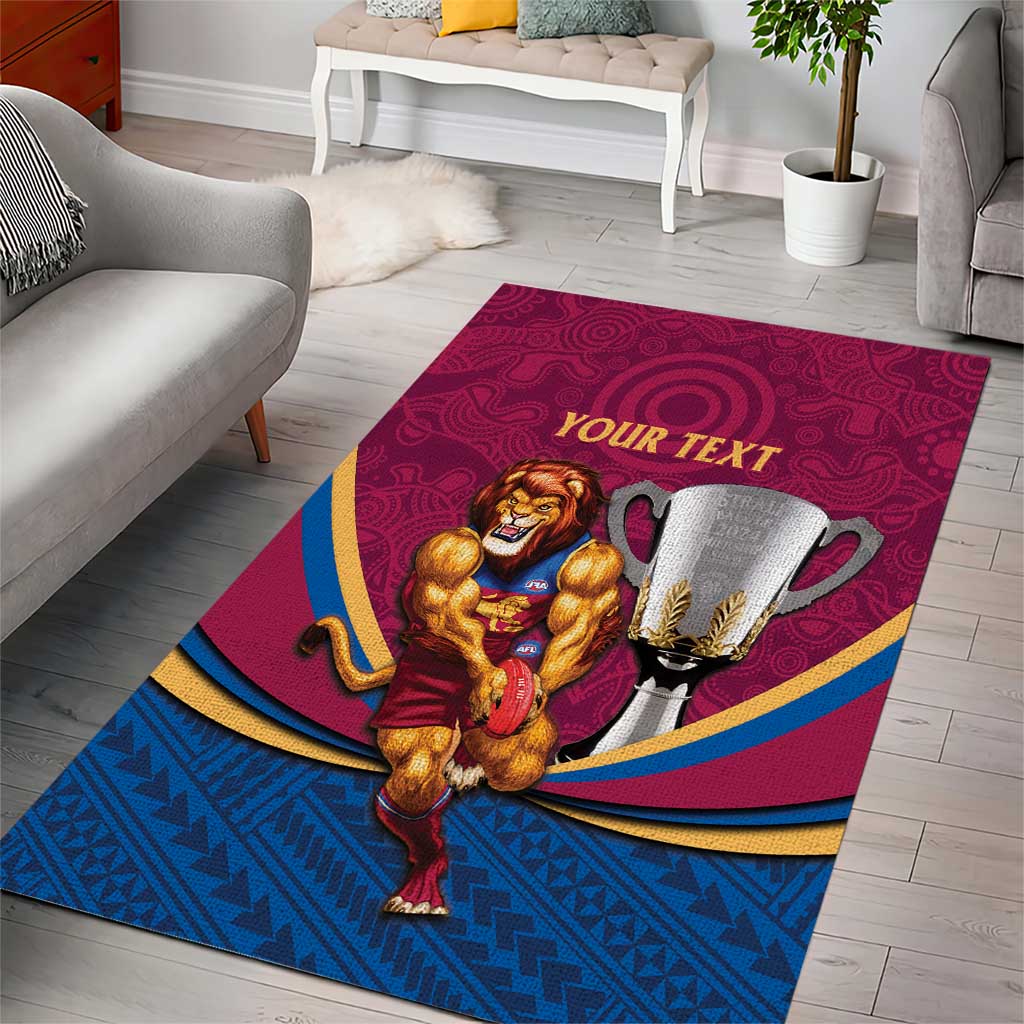 Personalised AFL Brisbane Lions Area Rug 2024 We Are The Champions - Trophy Style - Vibe Hoodie Shop