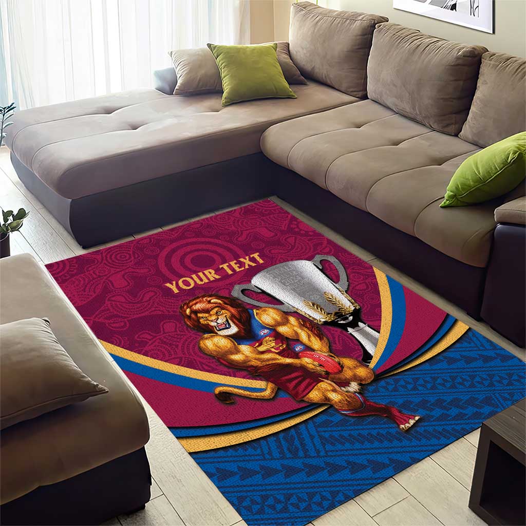 Personalised AFL Brisbane Lions Area Rug 2024 We Are The Champions - Trophy Style - Vibe Hoodie Shop