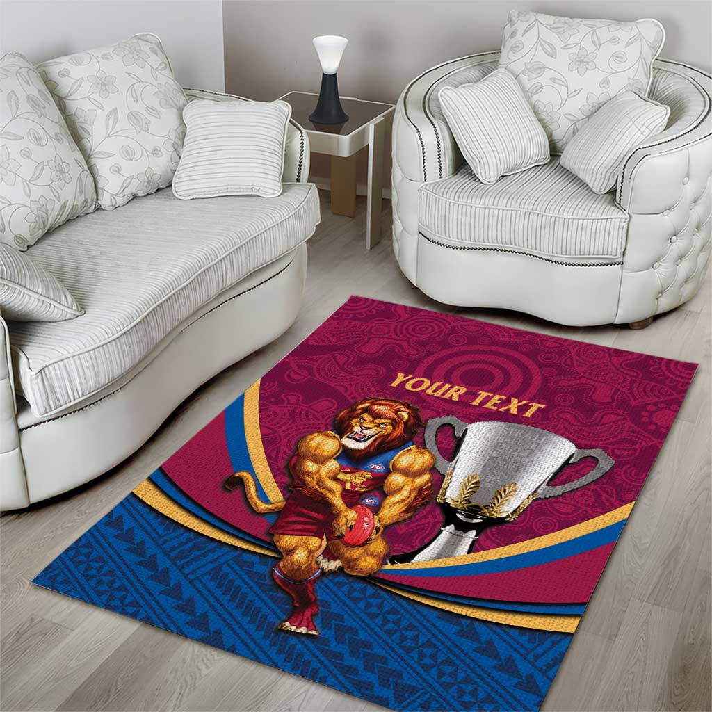 Personalised AFL Brisbane Lions Area Rug 2024 We Are The Champions - Trophy Style - Vibe Hoodie Shop