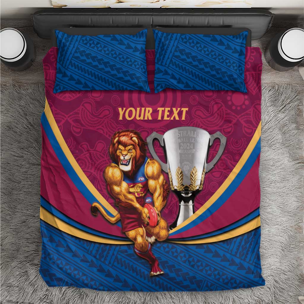 Personalised AFL Brisbane Lions Bedding Set 2024 We Are The Champions - Trophy Style - Vibe Hoodie Shop