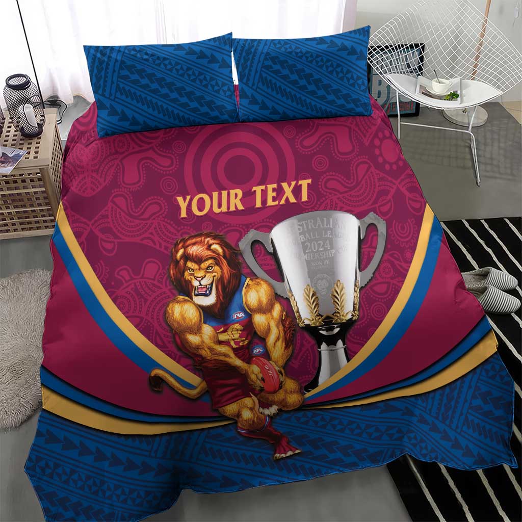 Personalised AFL Brisbane Lions Bedding Set 2024 We Are The Champions - Trophy Style - Vibe Hoodie Shop